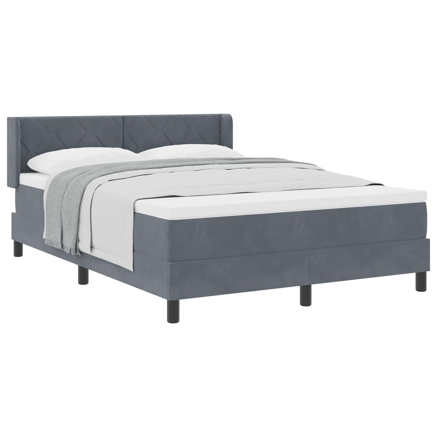 Boxspringbed met hoofdeinde Donkergrijs 190 x 140 cm Fluweel