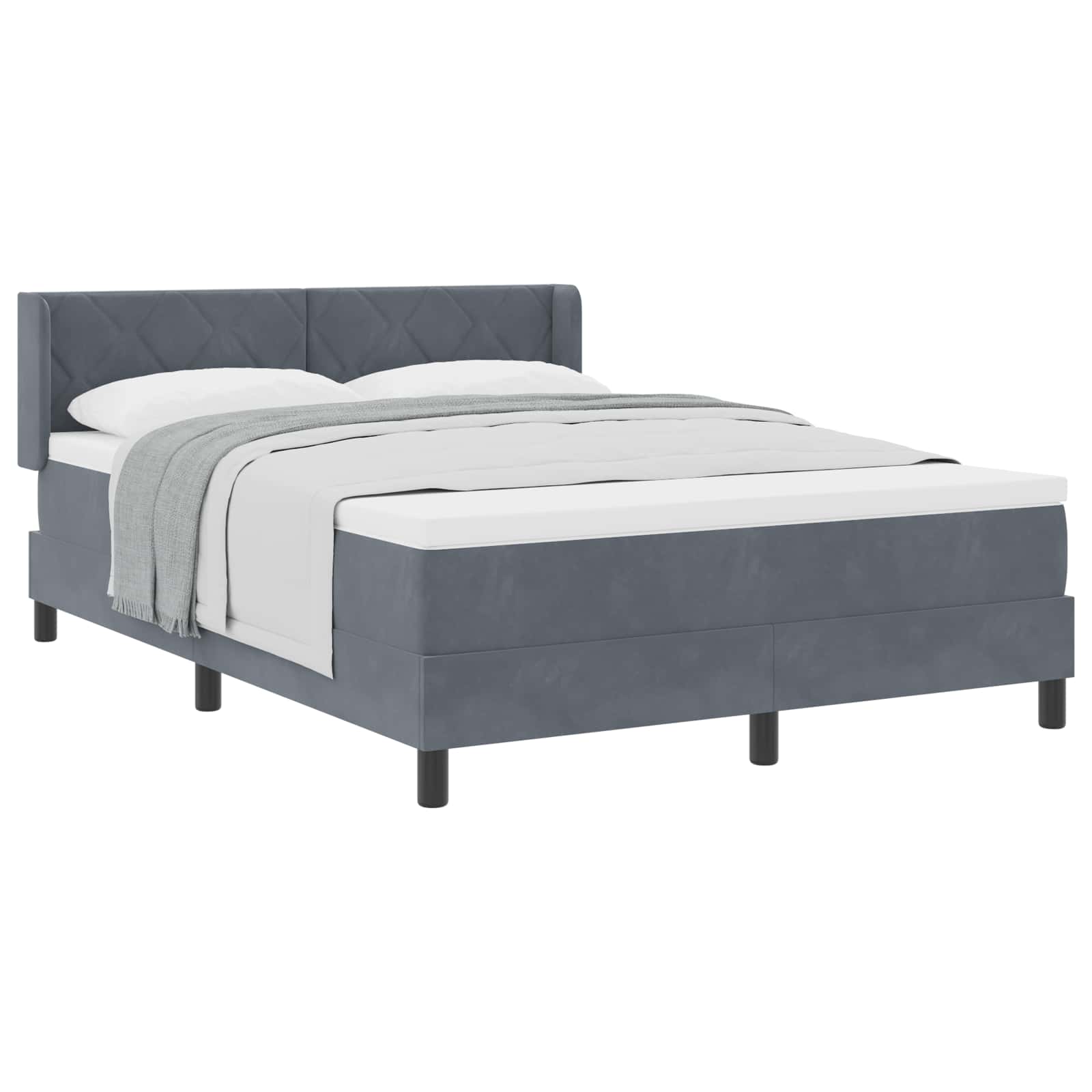 Boxspringbed met hoofdeinde Donkergrijs 190 x 140 cm Fluweel