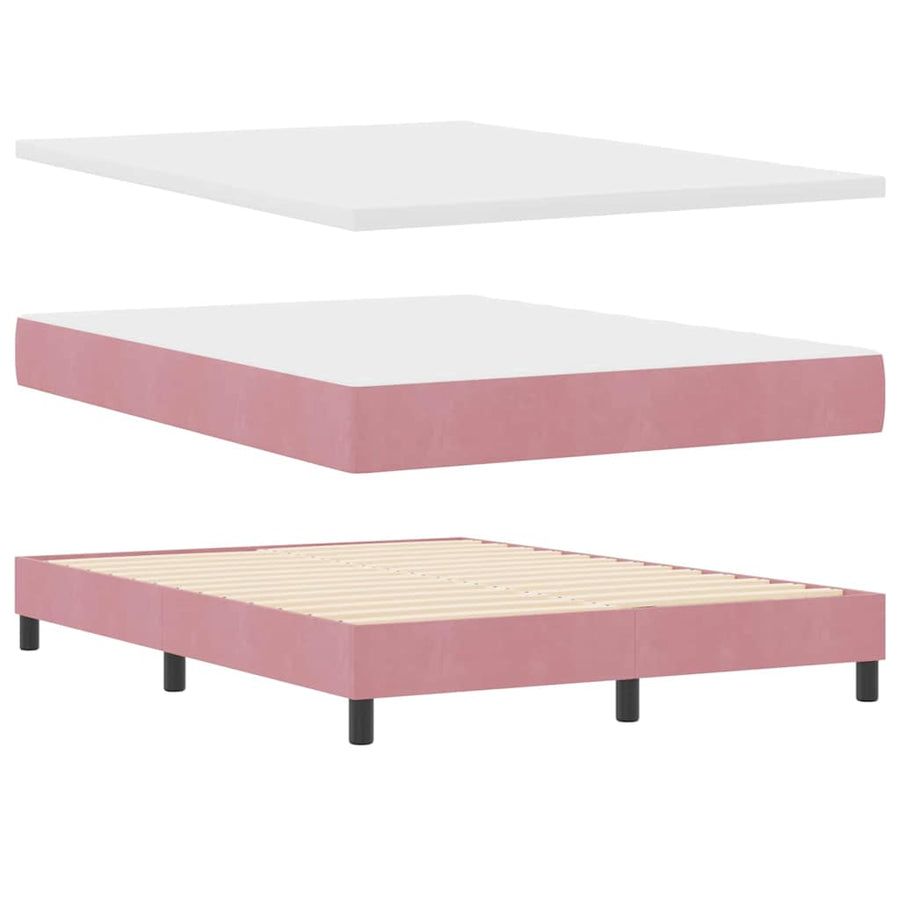 Boxspringbed met hoofdeinde Roze 190 x 140 cm Fluweel