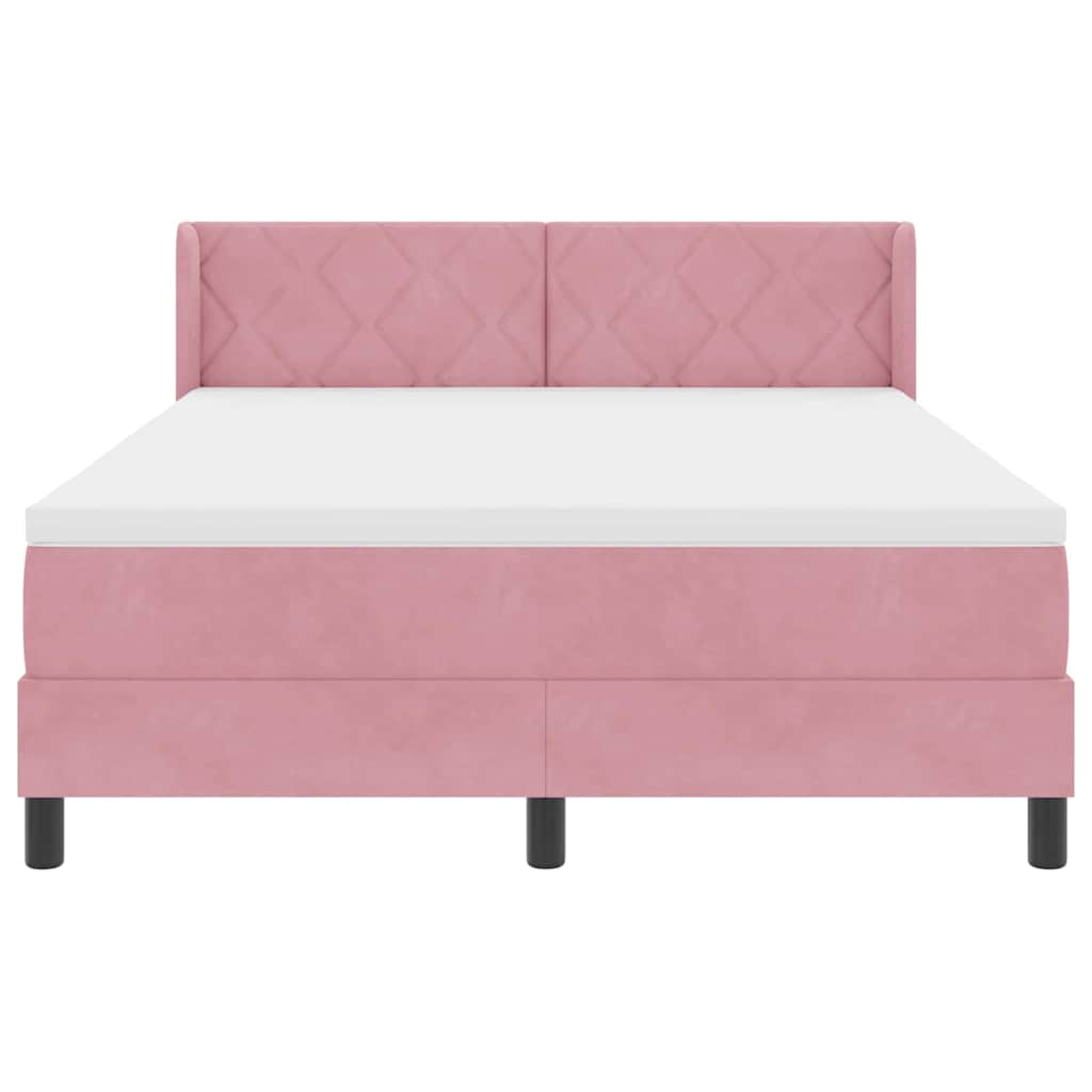 Boxspringbed met hoofdeinde Roze 190 x 140 cm Fluweel
