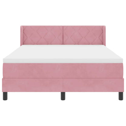 Boxspringbed met hoofdeinde Roze 190 x 140 cm Fluweel