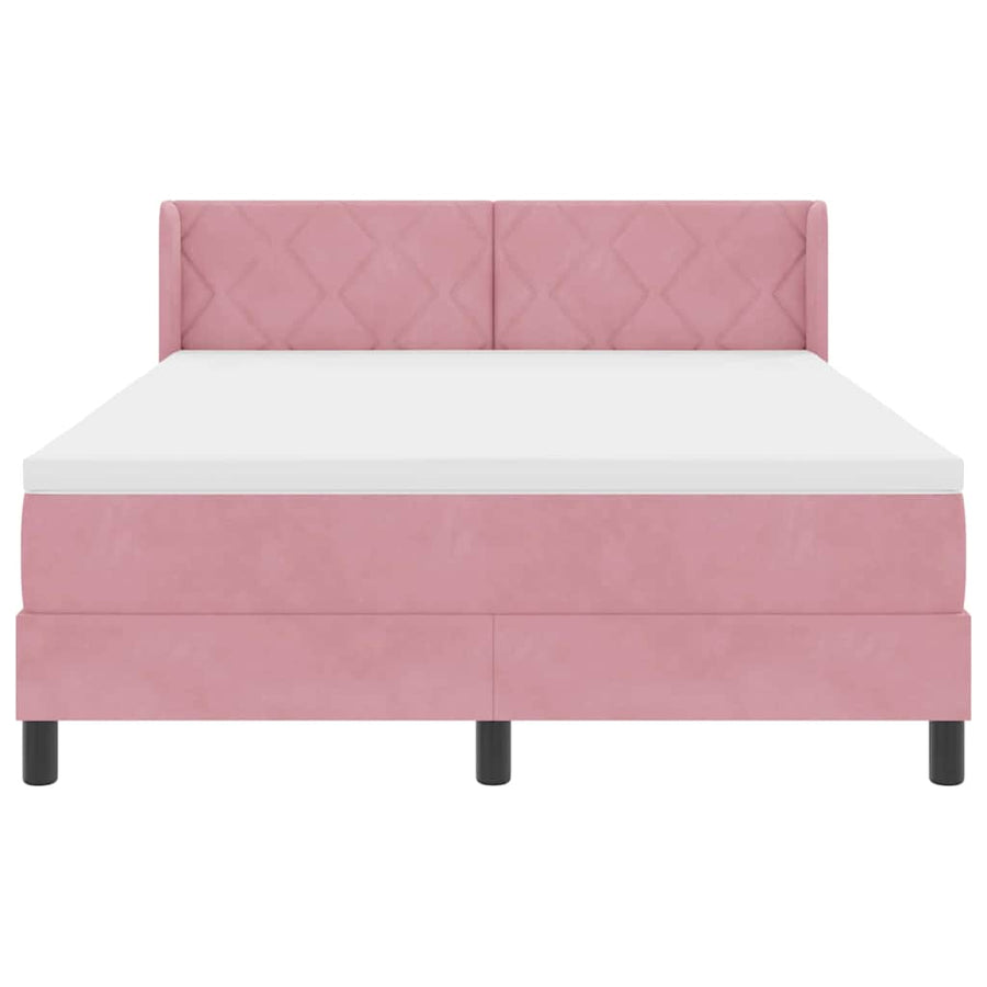Boxspringbed met hoofdeinde Roze 190 x 140 cm Fluweel