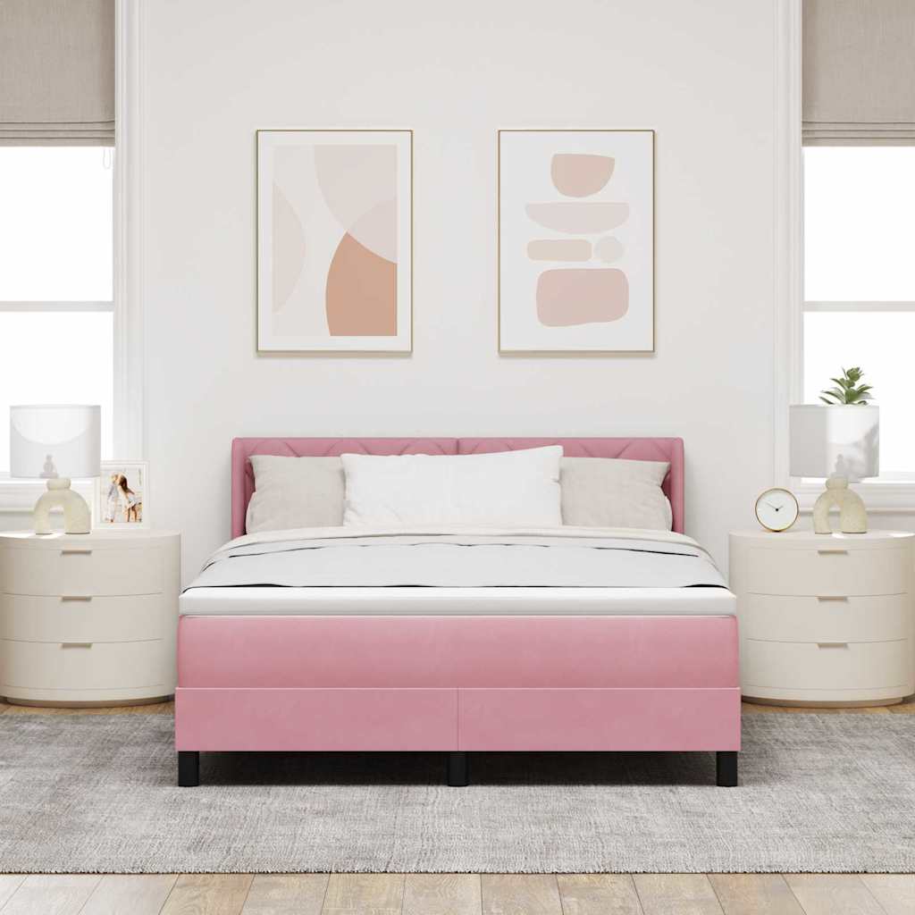 Boxspringbed met hoofdeinde Roze 200 x 140 cm Fluweel