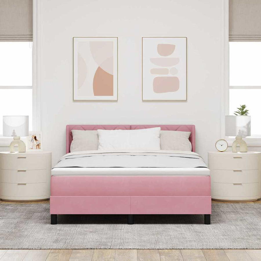 Boxspringbed met hoofdeinde Roze 200 x 140 cm Fluweel