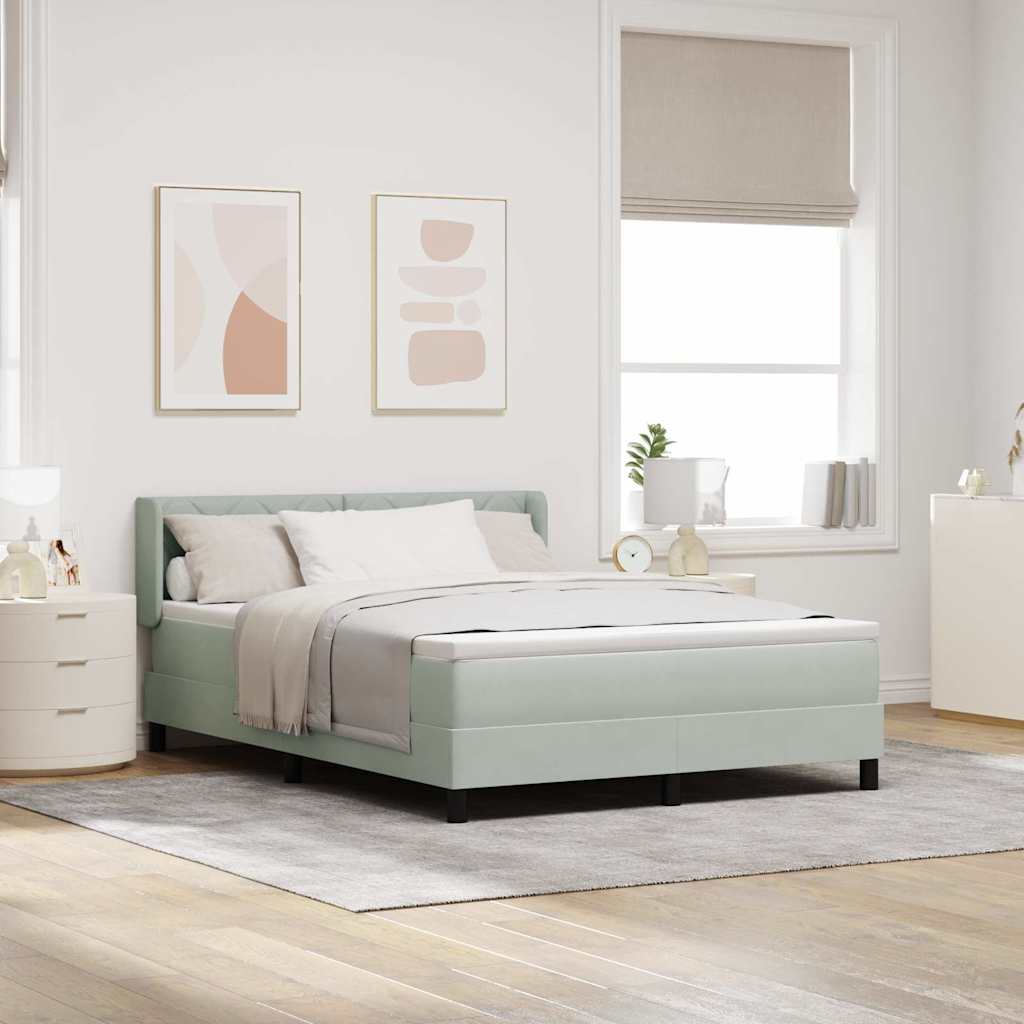 Boxspringbed met hoofdeinde Lichtgrijs 200 x 160 cm Fluweel