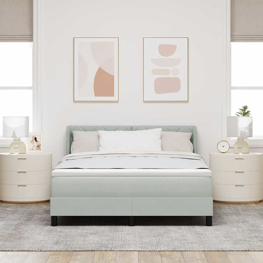 Boxspringbed met hoofdeinde Lichtgrijs 200 x 160 cm Fluweel