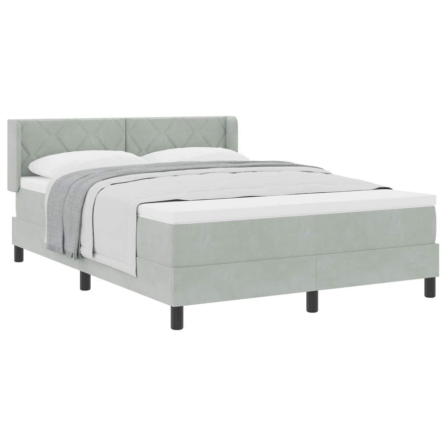 Boxspringbed met hoofdeinde Lichtgrijs 200 x 160 cm Fluweel