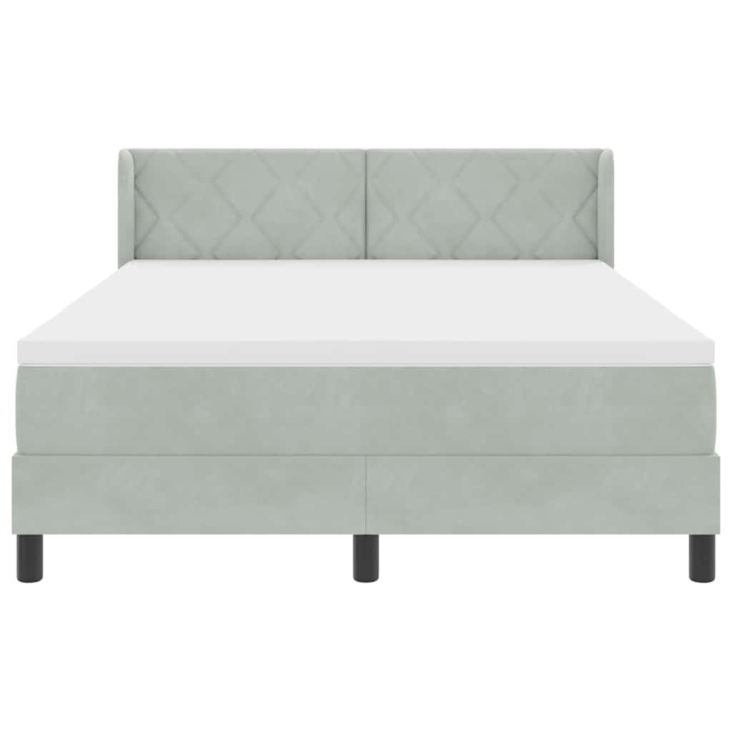 Boxspringbed met hoofdeinde Lichtgrijs 200 x 160 cm Fluweel