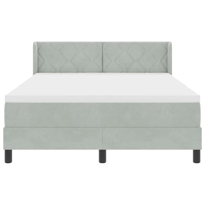 Boxspringbed met hoofdeinde Lichtgrijs 200 x 160 cm Fluweel