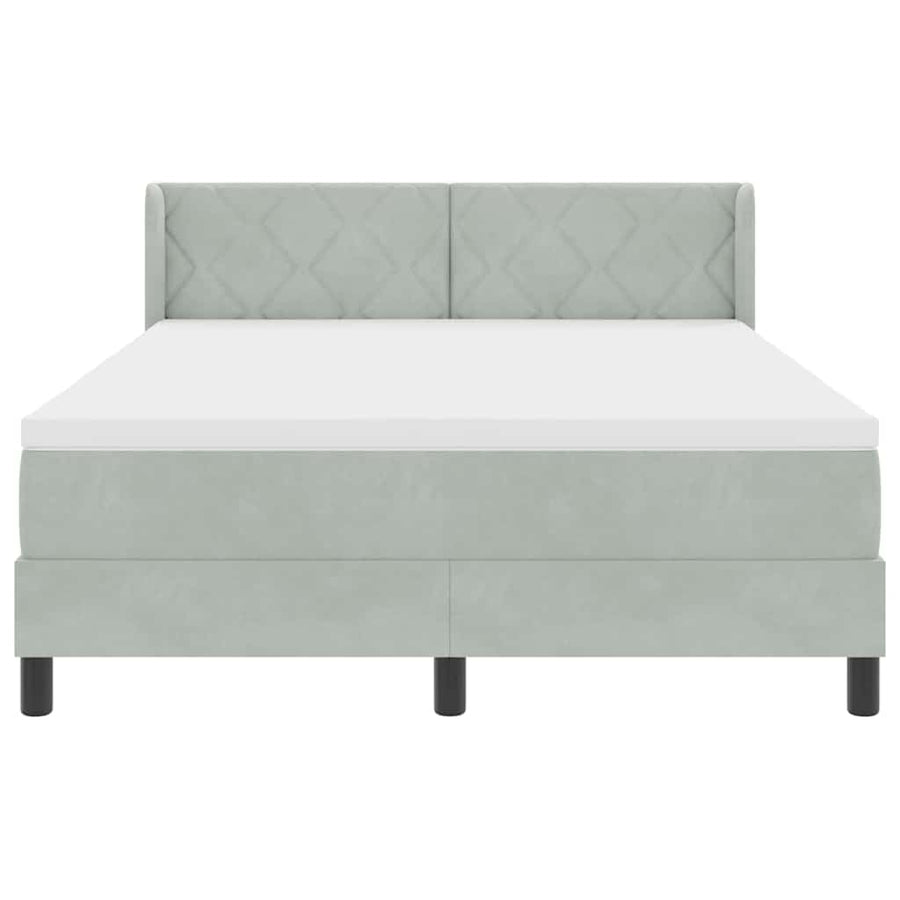 Boxspringbed met hoofdeinde Lichtgrijs 200 x 160 cm Fluweel