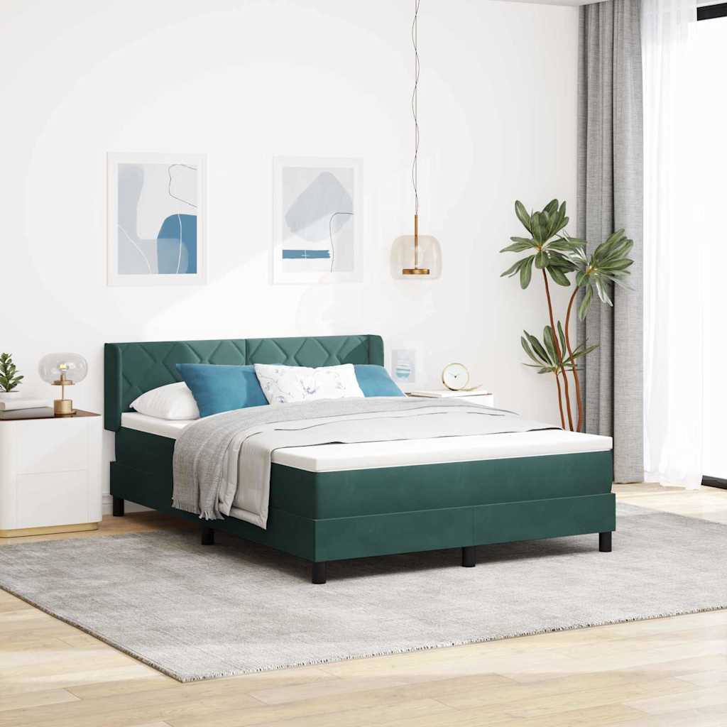 Boxspringbed met hoofdeinde Donkergroen 200 x 160 cm Fluweel