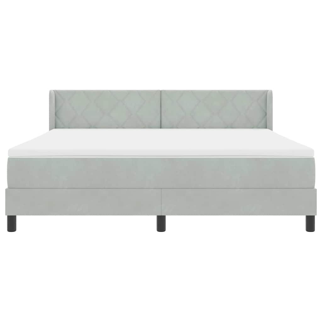 Boxspringbed met matras Lichtgrijs 200 x 180 cm Polyester