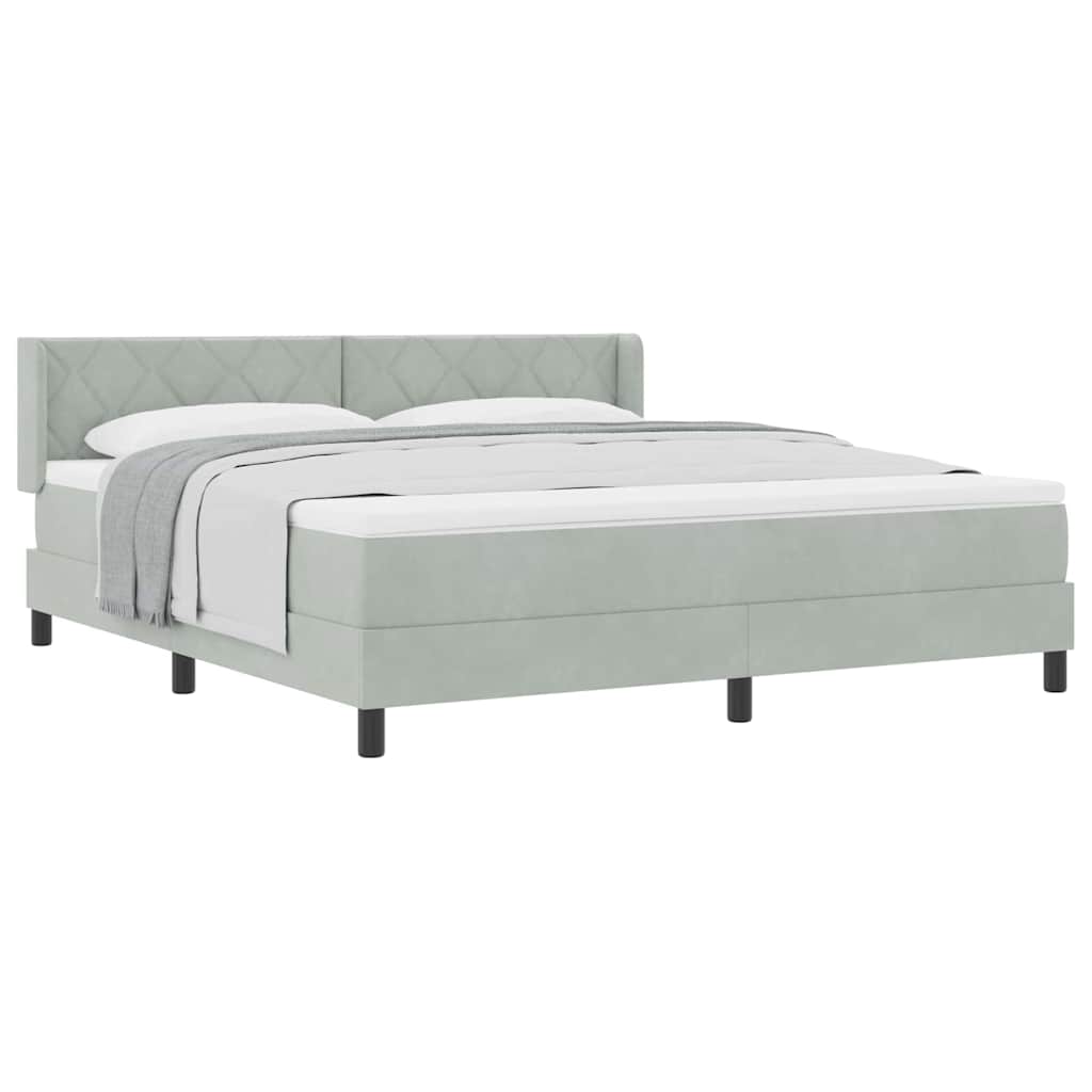 Boxspringbed met matras Lichtgrijs 200 x 180 cm Polyester