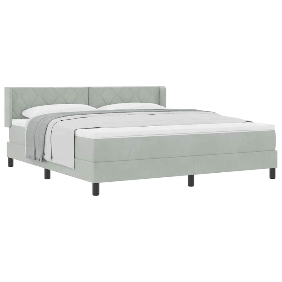 Boxspringbed met matras Lichtgrijs 200 x 180 cm Polyester