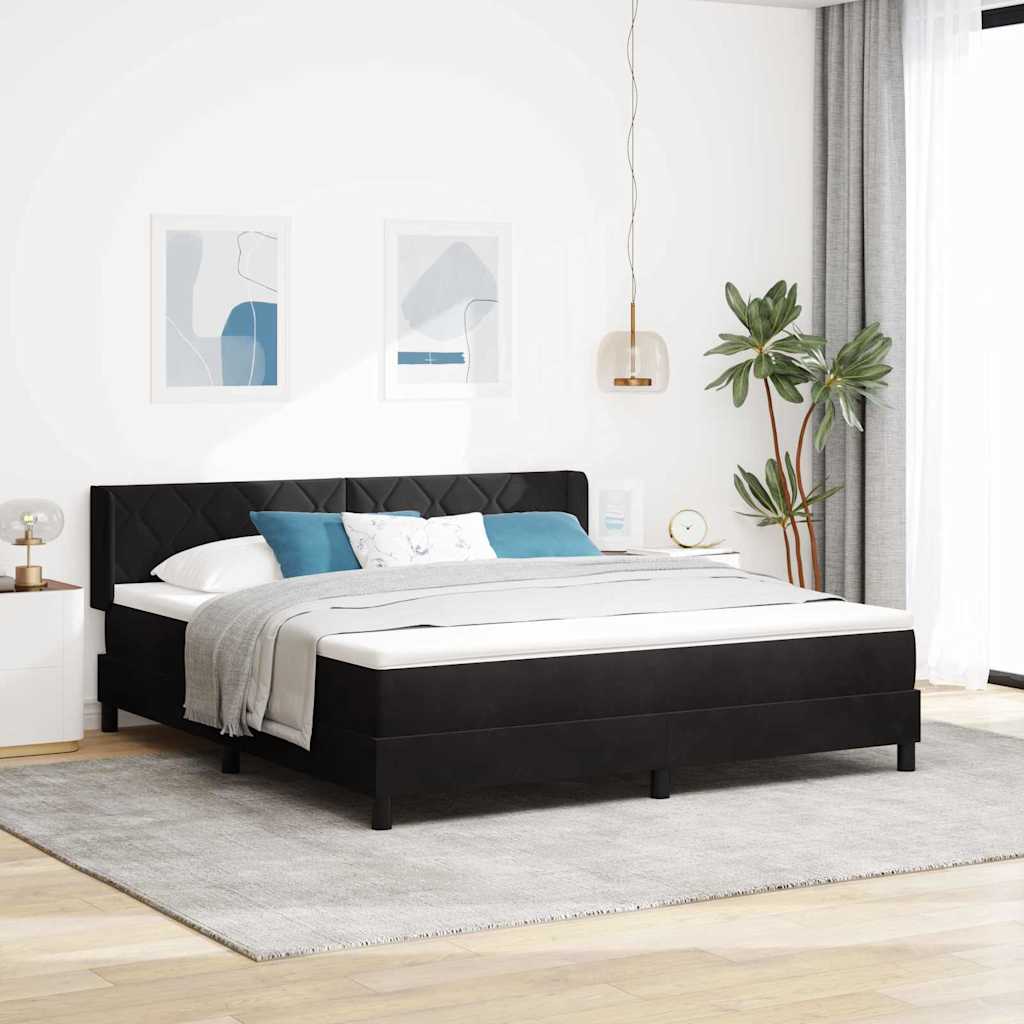 Boxspringbed met hoofdeinde Zwart 200 x 180 cm Fluweel