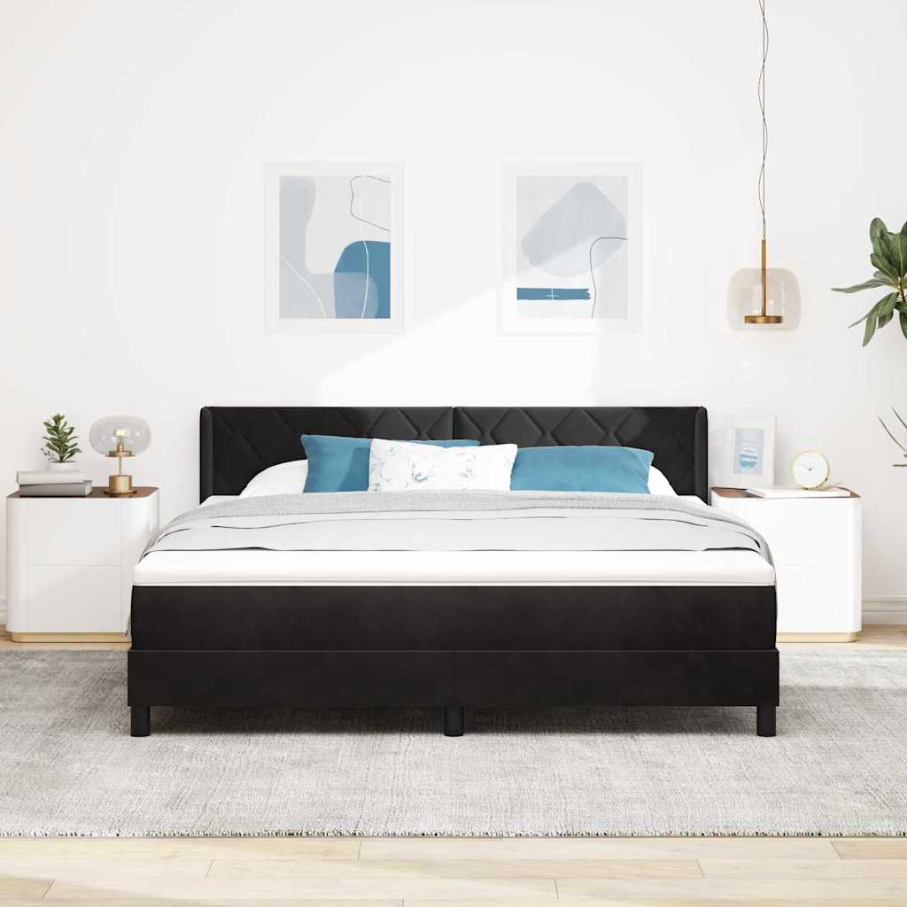 Boxspringbed met hoofdeinde Zwart 200 x 180 cm Fluweel