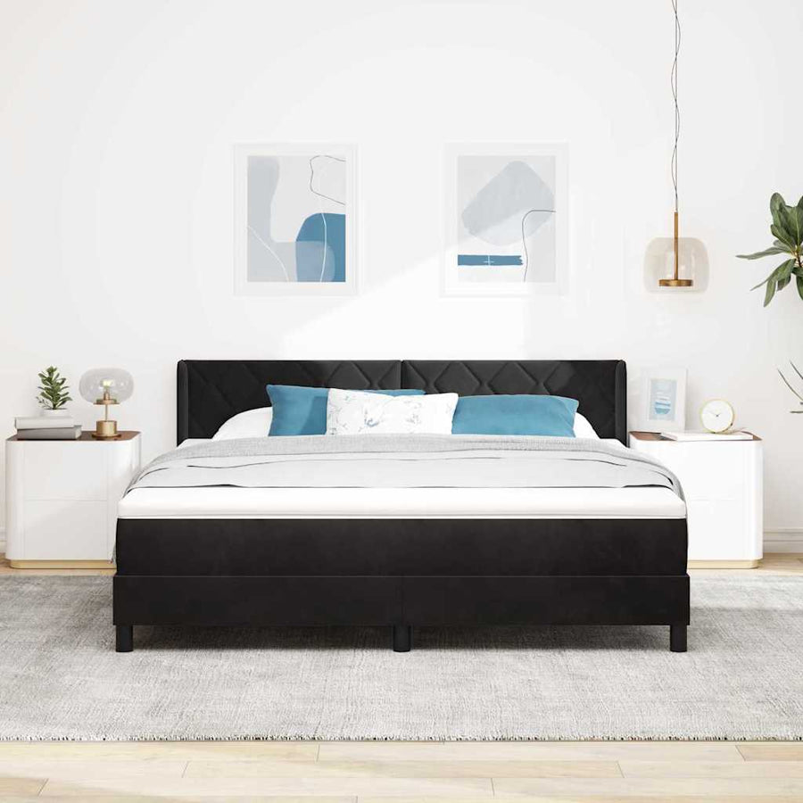 Boxspringbed met hoofdeinde Zwart 200 x 180 cm Fluweel