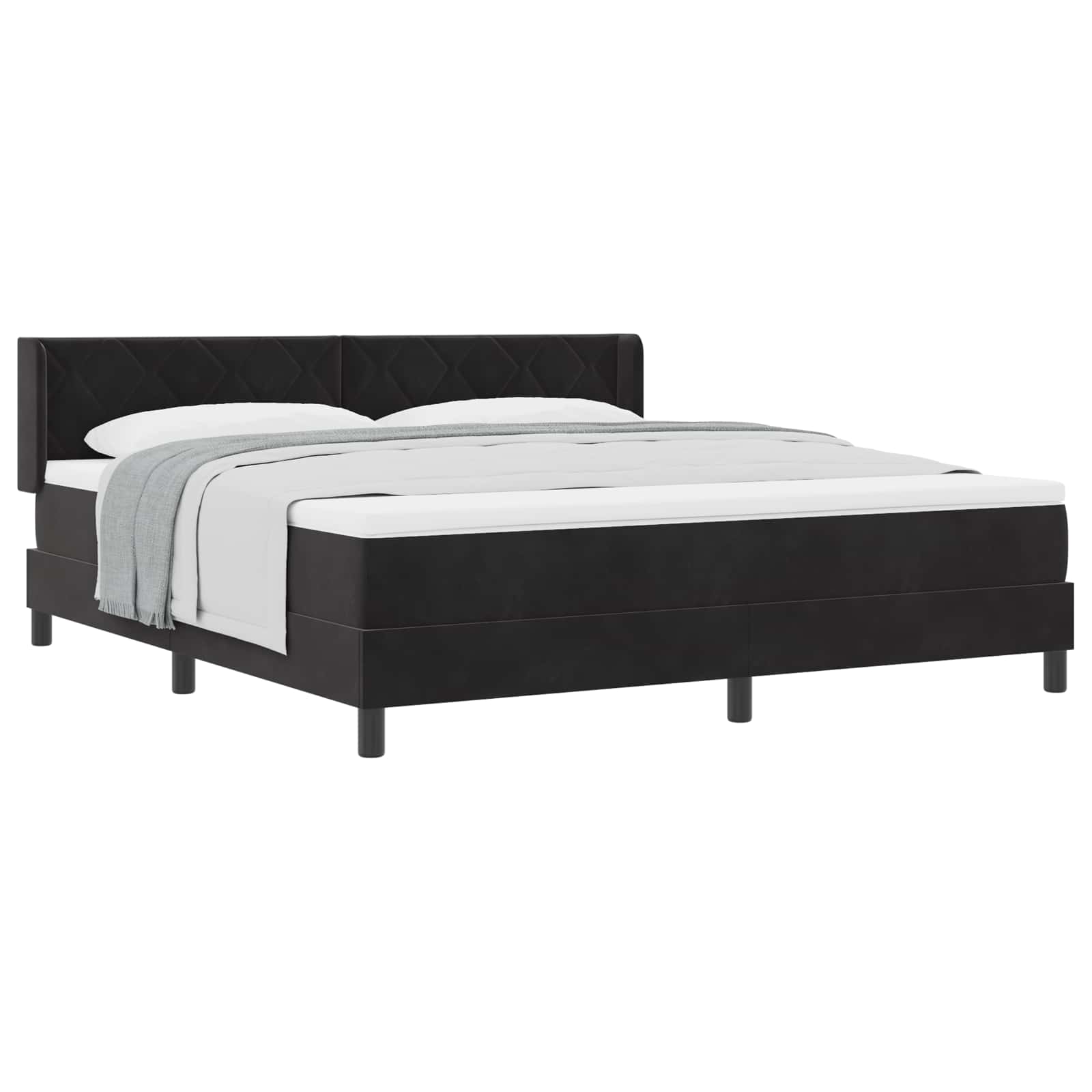 Boxspringbed met hoofdeinde Zwart 200 x 180 cm Fluweel
