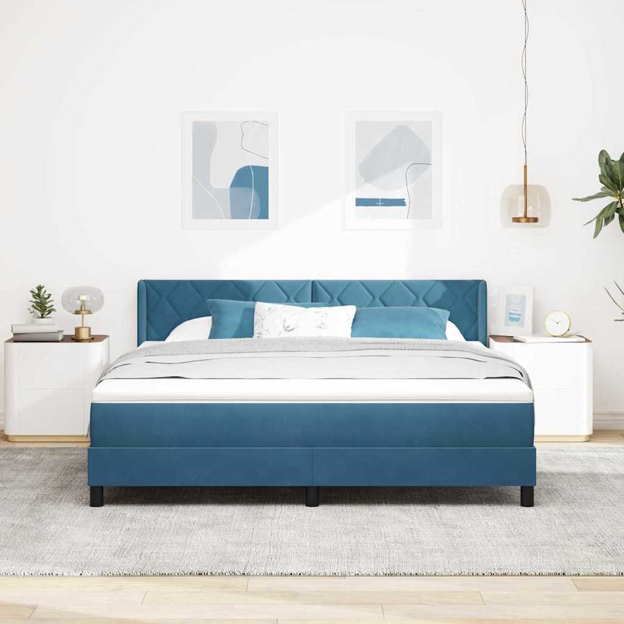 Boxspringbed met hoofdeinde Donkerblauw 200 x 180 cm Fluweel
