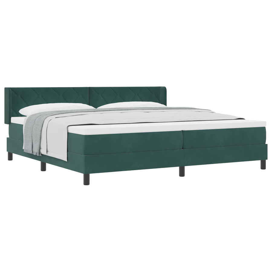 Boxspringbed met hoofdeinde Donkergroen 200 x 200 cm Fluweel