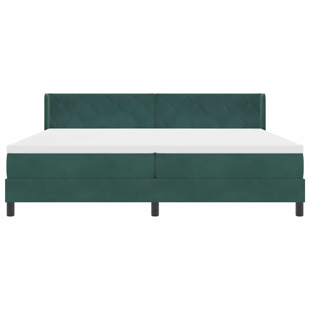 Boxspringbed met hoofdeinde Donkergroen 200 x 200 cm Fluweel
