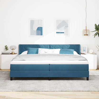 Boxspringbed met hoofdeinde Donkerblauw 200 x 200 cm Fluweel