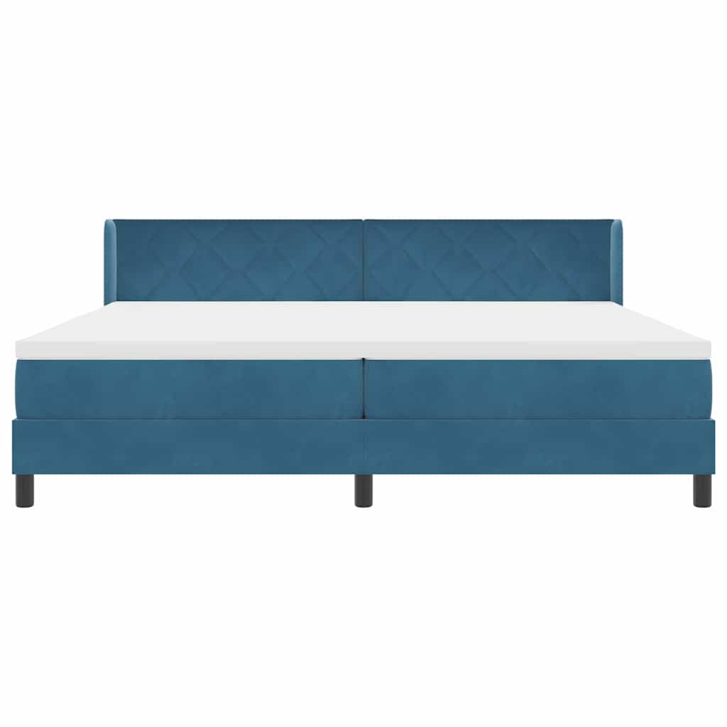 Boxspringbed met hoofdeinde Donkerblauw 200 x 200 cm Fluweel