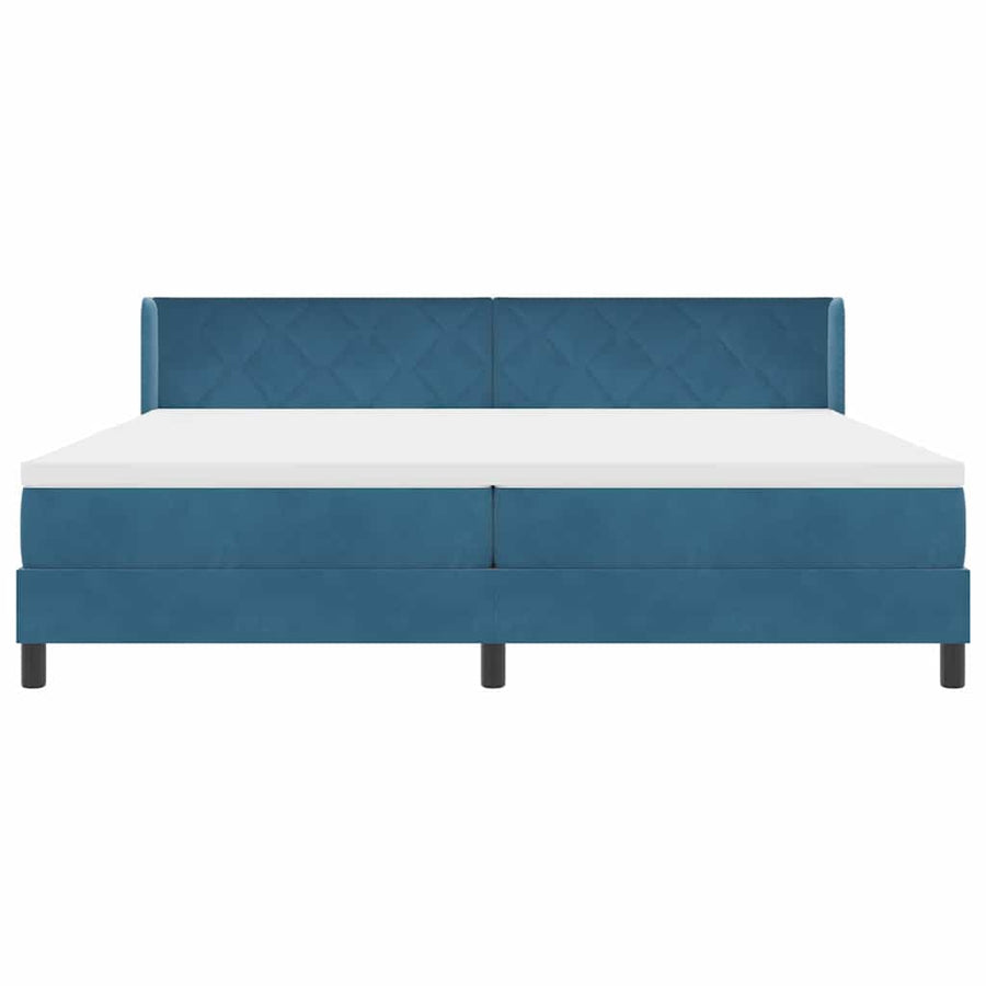 Boxspringbed met hoofdeinde Donkerblauw 200 x 200 cm Fluweel