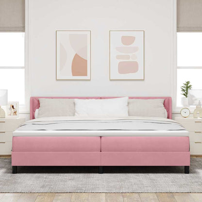Boxspringbed met hoofdeinde Roze 200 x 200 cm Fluweel