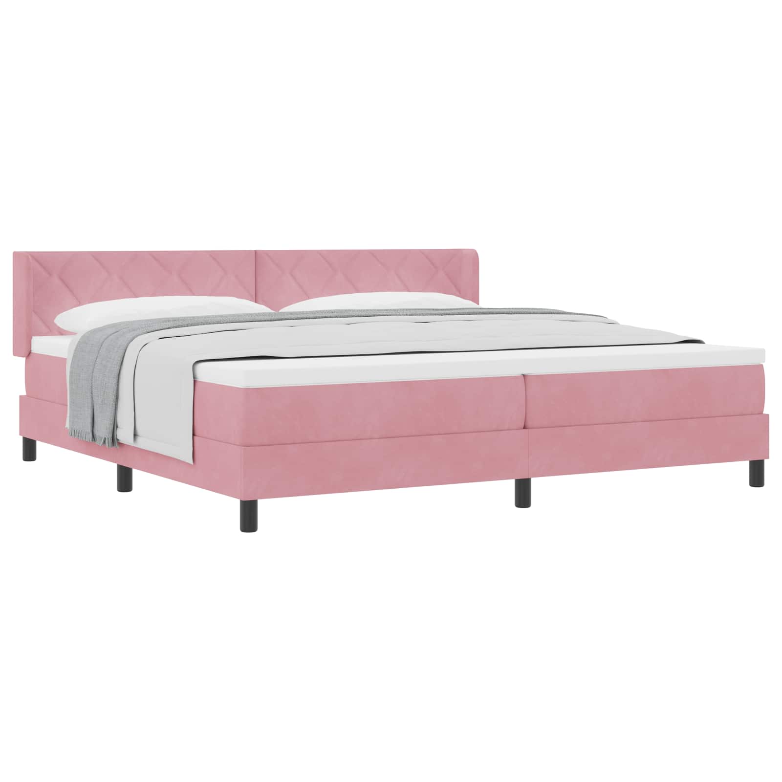 Boxspringbed met hoofdeinde Roze 200 x 200 cm Fluweel