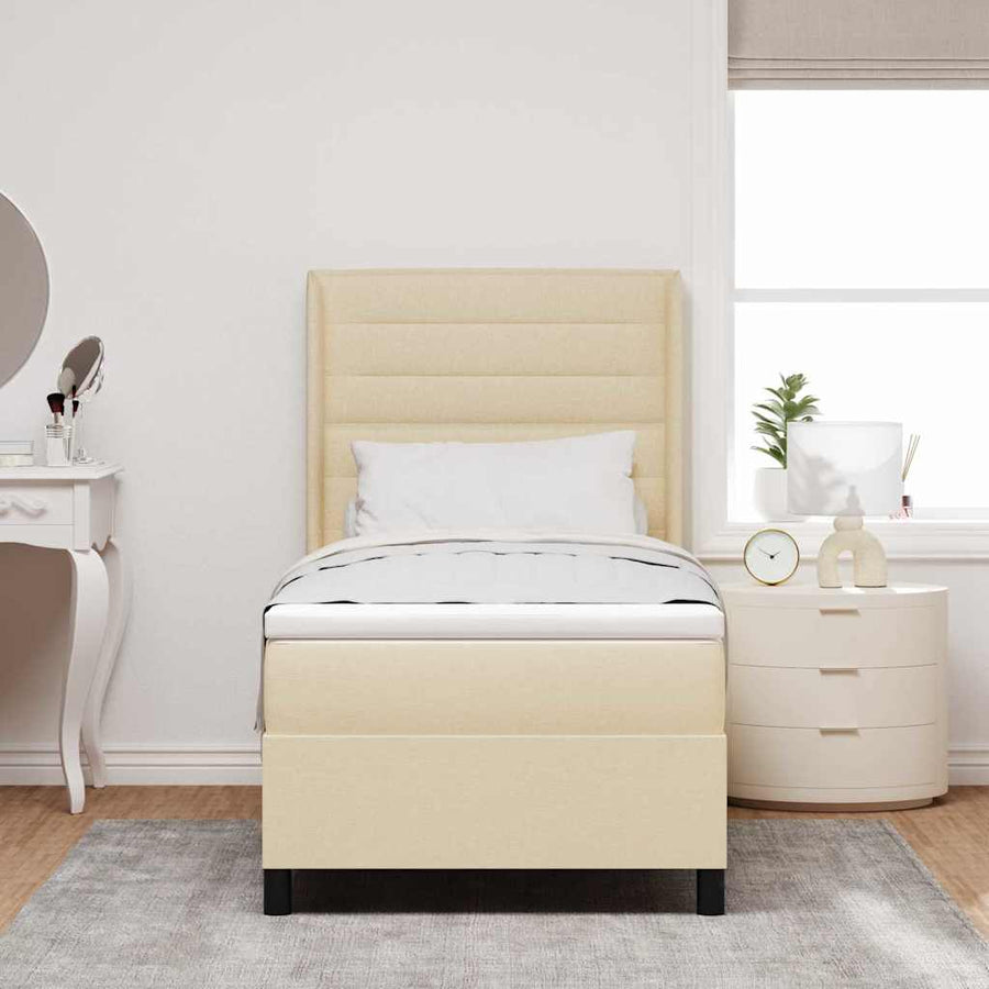 Boxspringbed met matras met hoofdeinde Crème 200 x 80 cm Stof