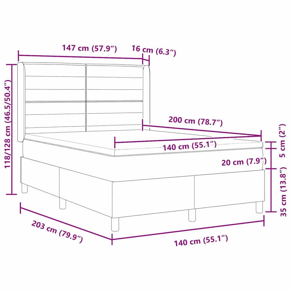Boxspringbed met matras Donkerbruin 200 x 140 cm Stof