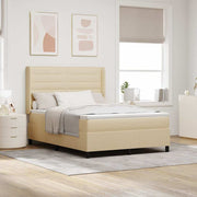 Boxspringbed crème 160x200 cm stof inclusief matras hoofdeinde