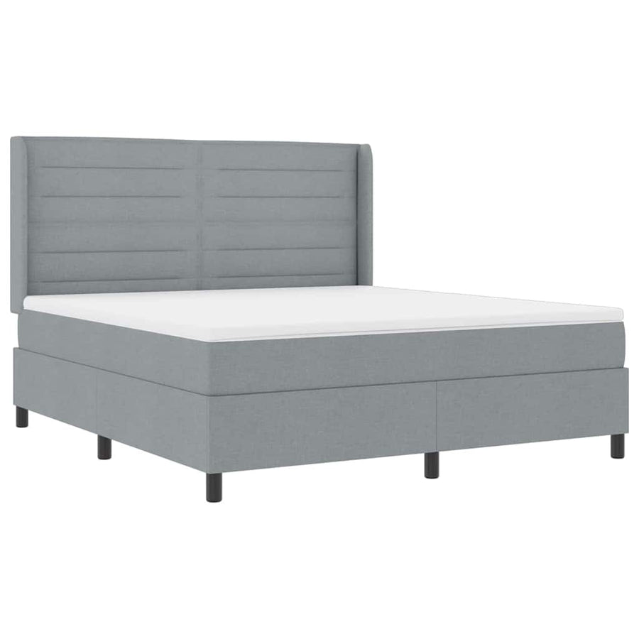 Boxspringbed met matras Lichtgrijs 200 x 180 cm Stof