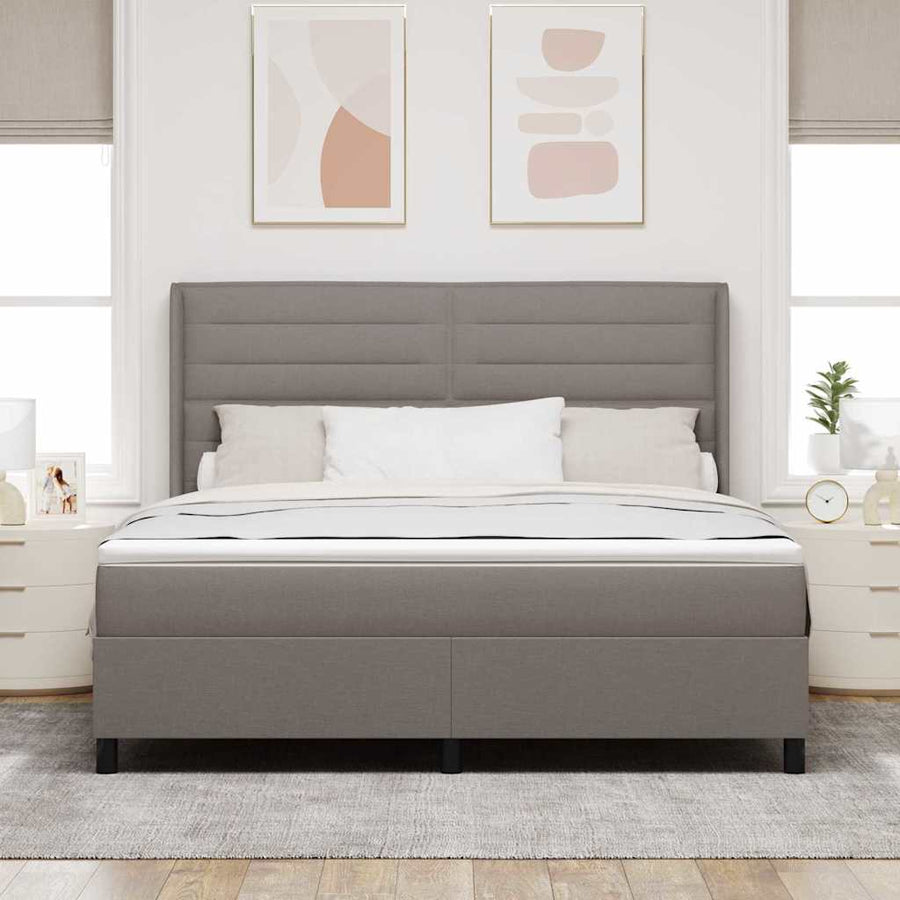Boxspringbed met matras met hoofdeinde Taupe 200 x 180 cm Stof