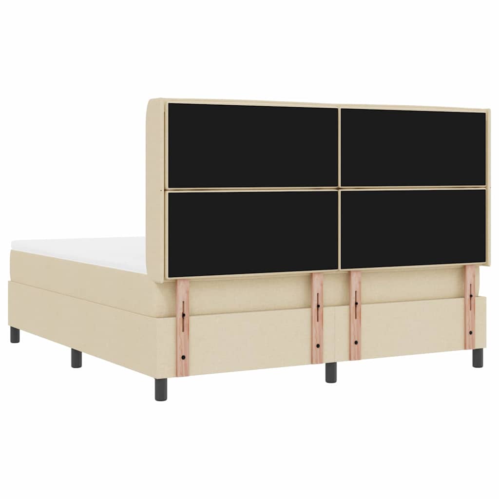Boxspringbed met matras met hoofdeinde Crème 200 x 180 cm Stof