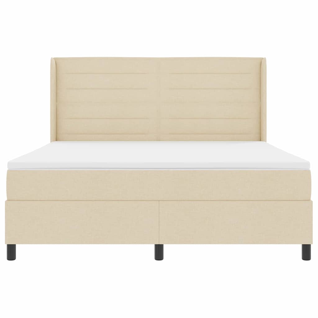 Boxspringbed met matras met hoofdeinde Crème 200 x 180 cm Stof