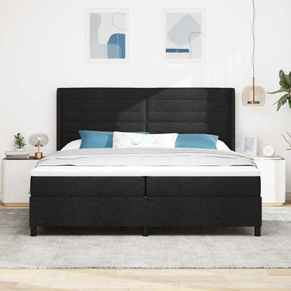 Boxspringbed met kussen met hoofdeinde Zwart 200 x 200 cm Stof