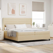 Boxspringbed 200x200 cm crème met matras en hoofdeinde