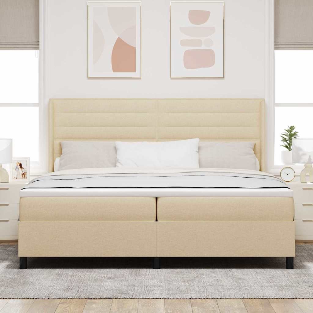 Boxspringbed met matras met hoofdeinde Crème 200 x 200 cm Stof