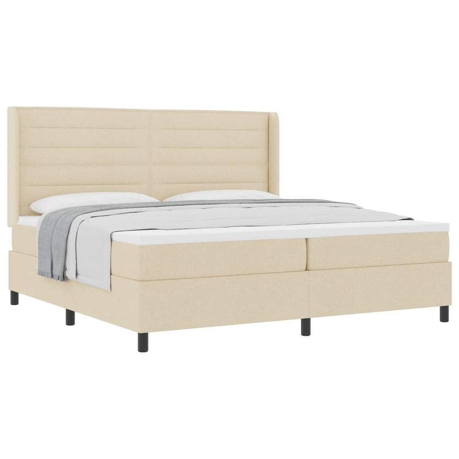 Boxspringbed met matras met hoofdeinde Crème 200 x 200 cm Stof