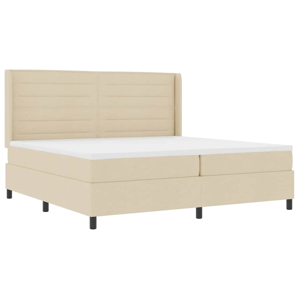 Boxspringbed met matras met hoofdeinde Crème 200 x 200 cm Stof