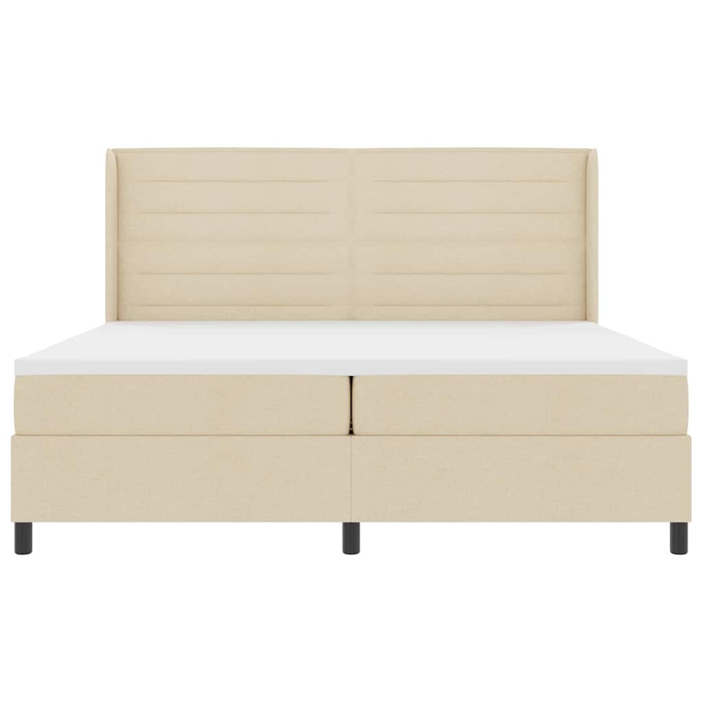 Boxspringbed met matras met hoofdeinde Crème 200 x 200 cm Stof