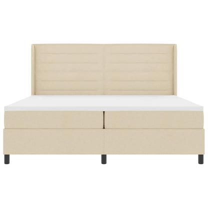Boxspringbed met matras met hoofdeinde Crème 200 x 200 cm Stof