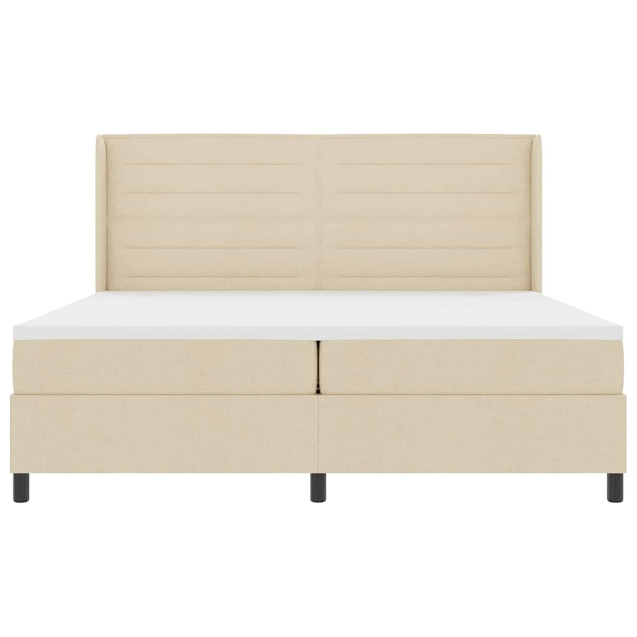 Boxspringbed met matras met hoofdeinde Crème 200 x 200 cm Stof