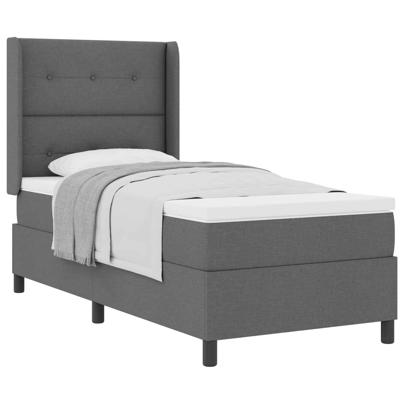 Boxspringbed met kussen Donkergrijs 200 x 90 cm Stof