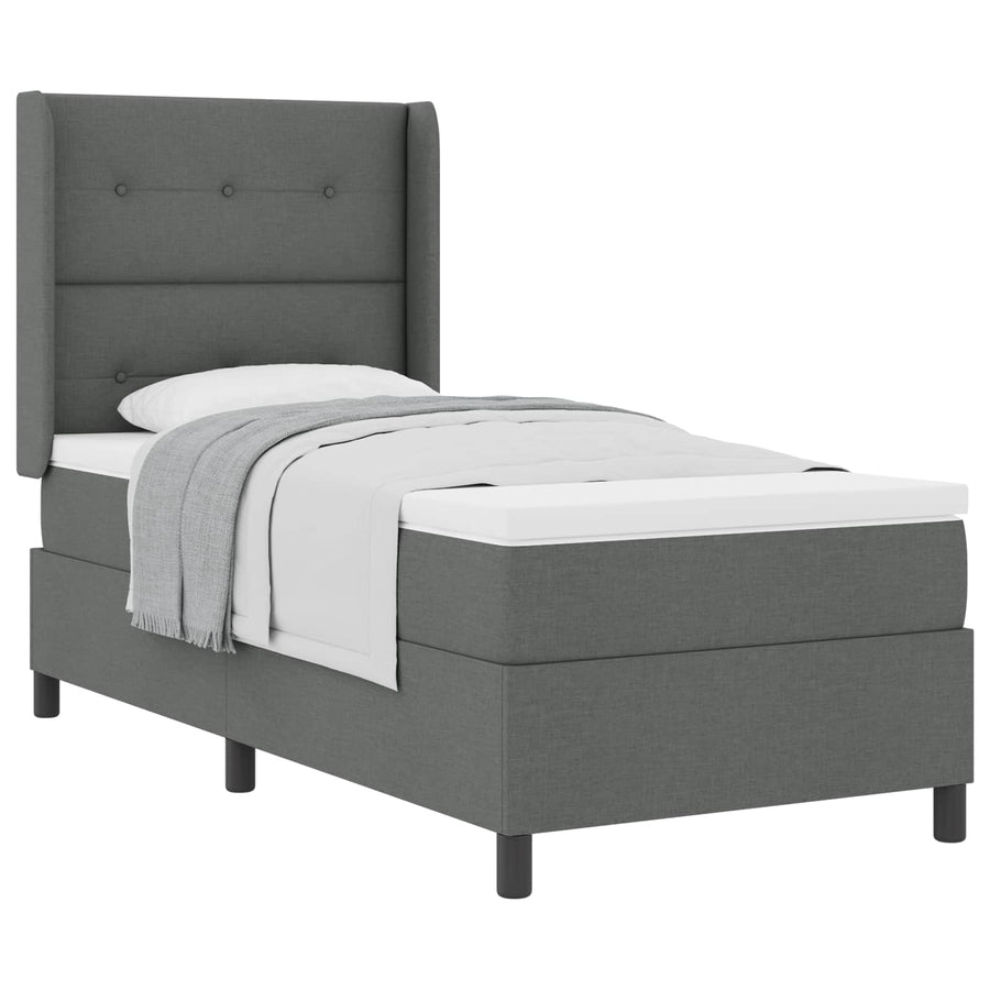 Boxspringbed met kussen Donkergrijs 200 x 90 cm Stof