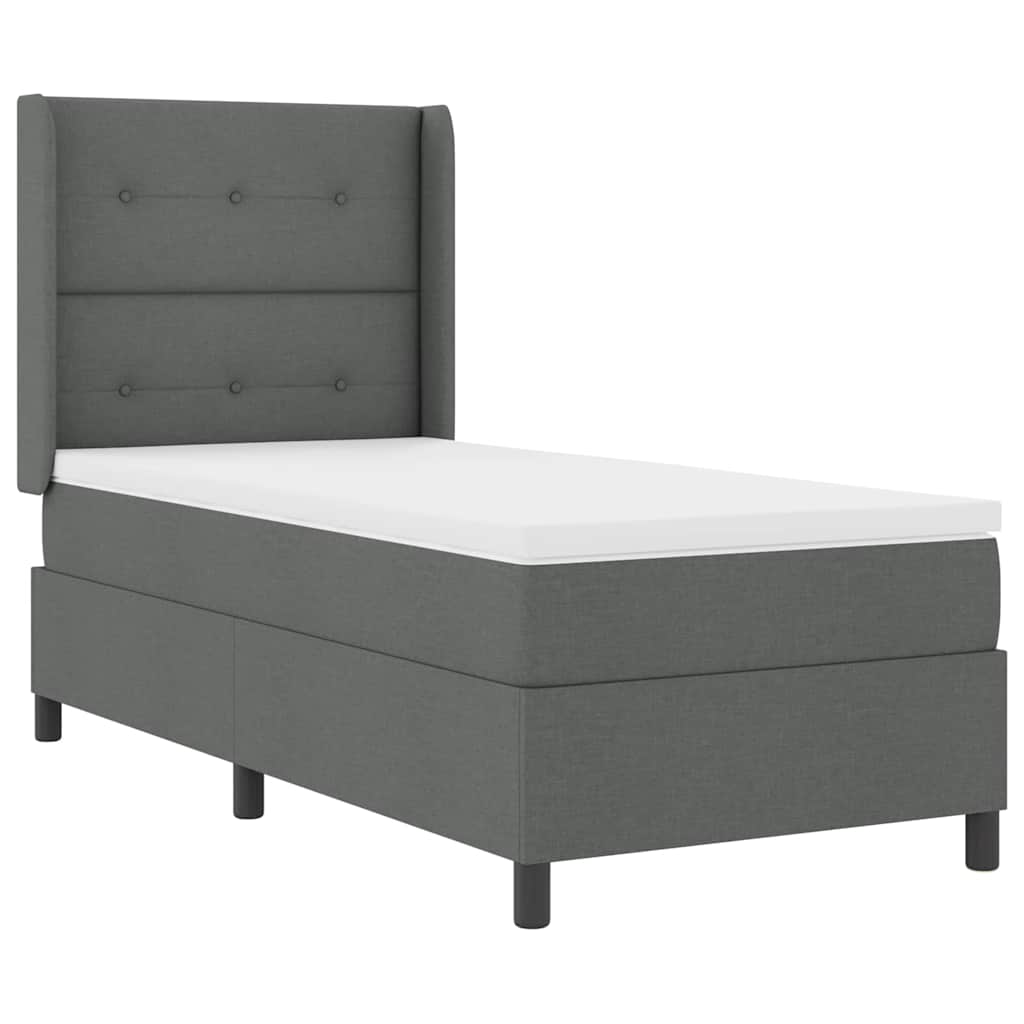 Boxspringbed met kussen Donkergrijs 200 x 90 cm Stof