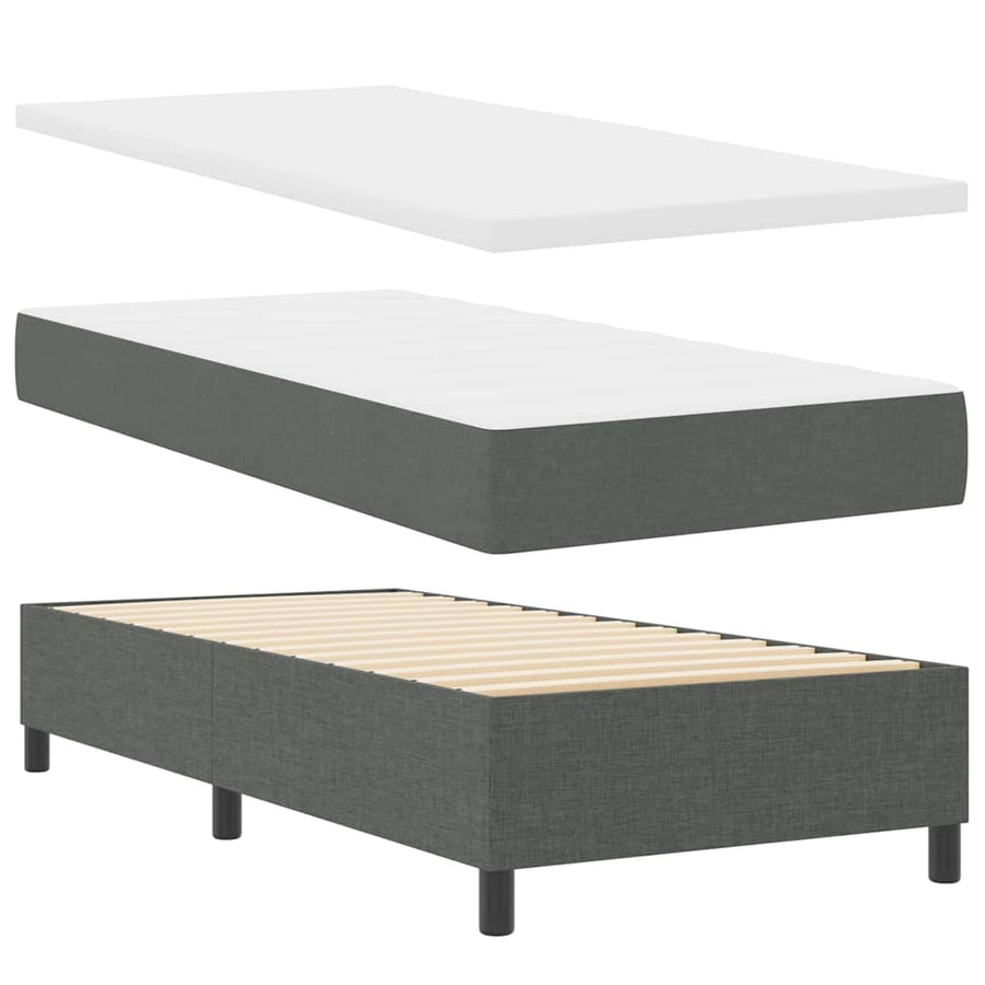 Boxspringbed met kussen Donkergrijs 200 x 90 cm Stof