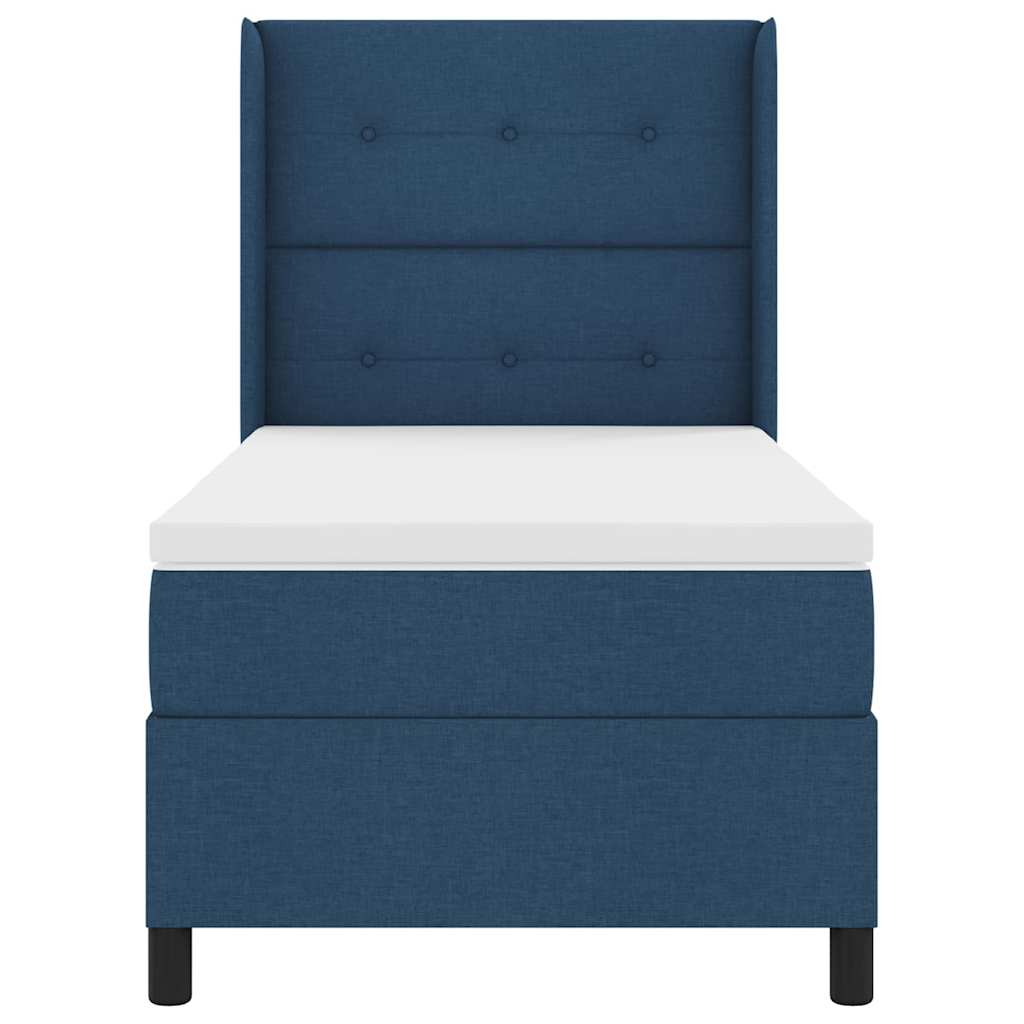 Boxspringbed met kussen met hoofdeinde Blauw 200 x 90 cm Stof